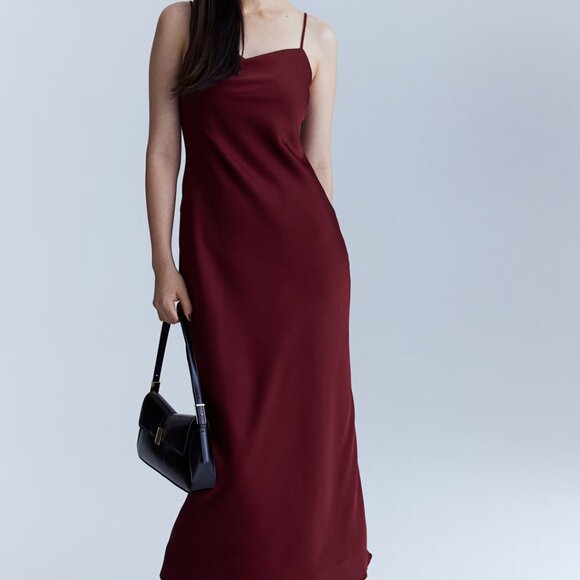 H&M Burgundy Sleeveless Spaghetti Strap Slip Dress - Picture 3 of 5